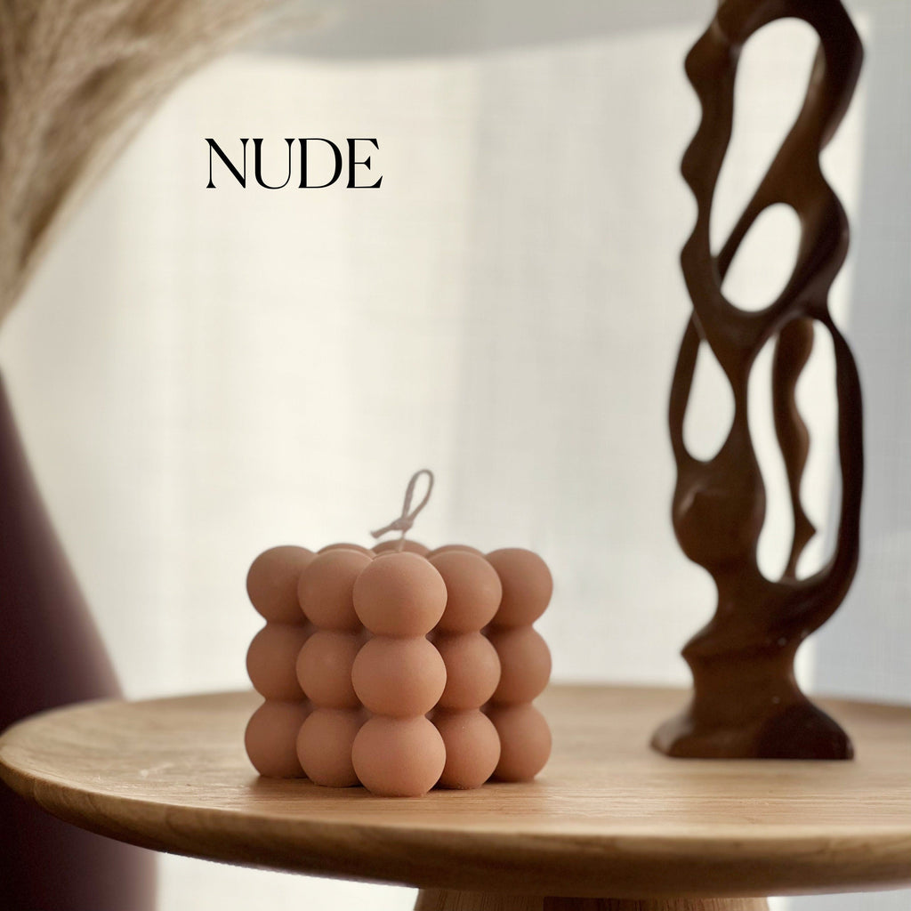 Bubble Cube Candle: Decorative Soy Wax Pillar, Handmade
