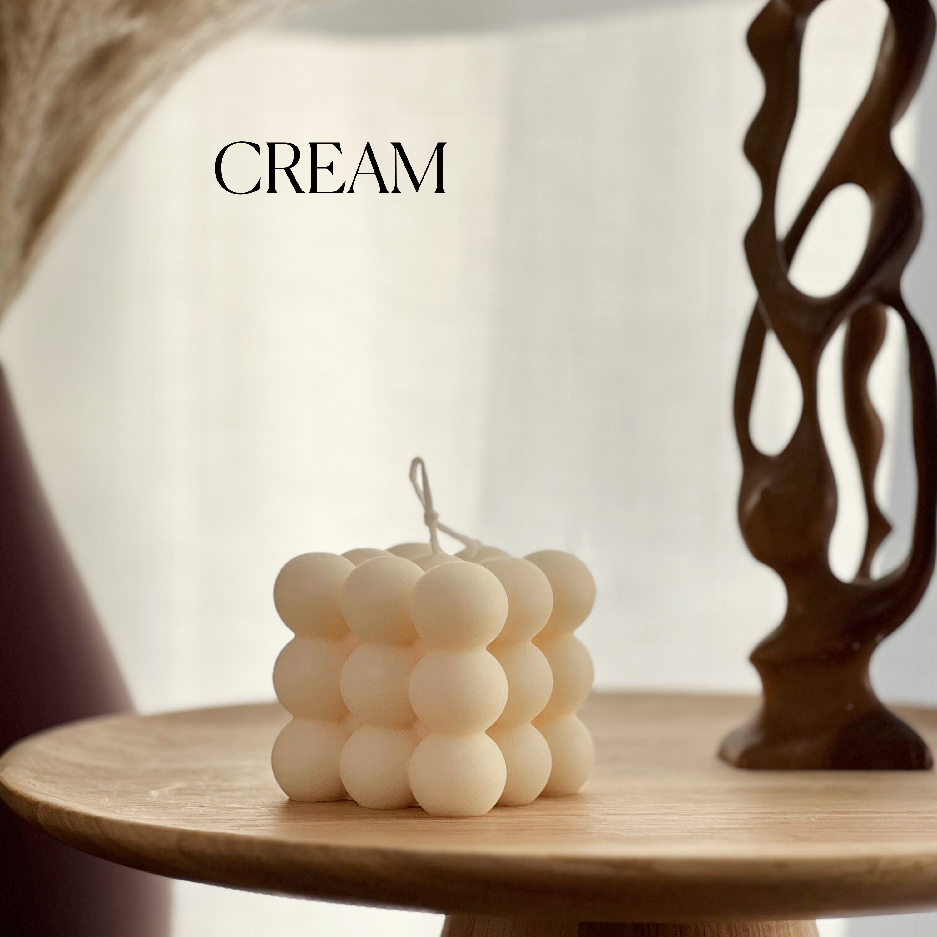 Bubble Cube Candle: Decorative Soy Wax Pillar, Handmade