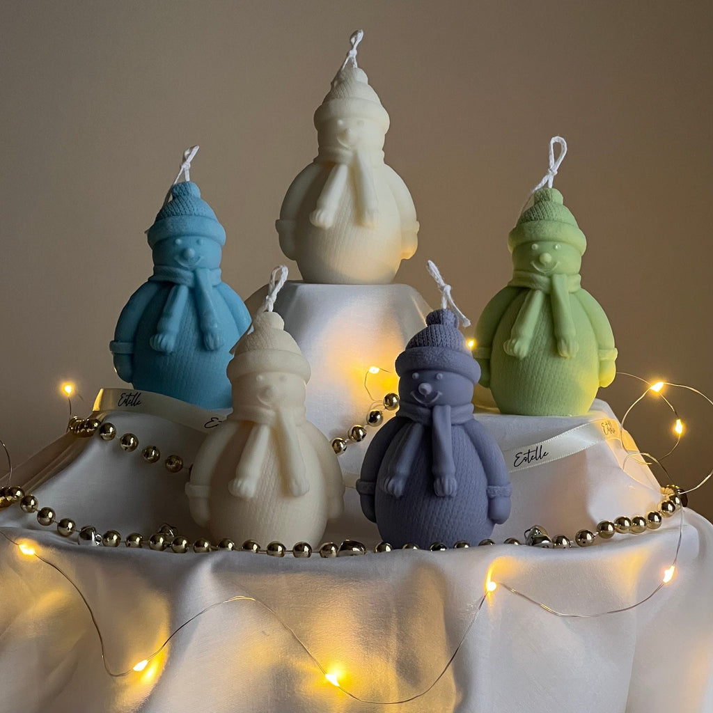 Handmade Snowman Soy Candle: Christmas Home Decor