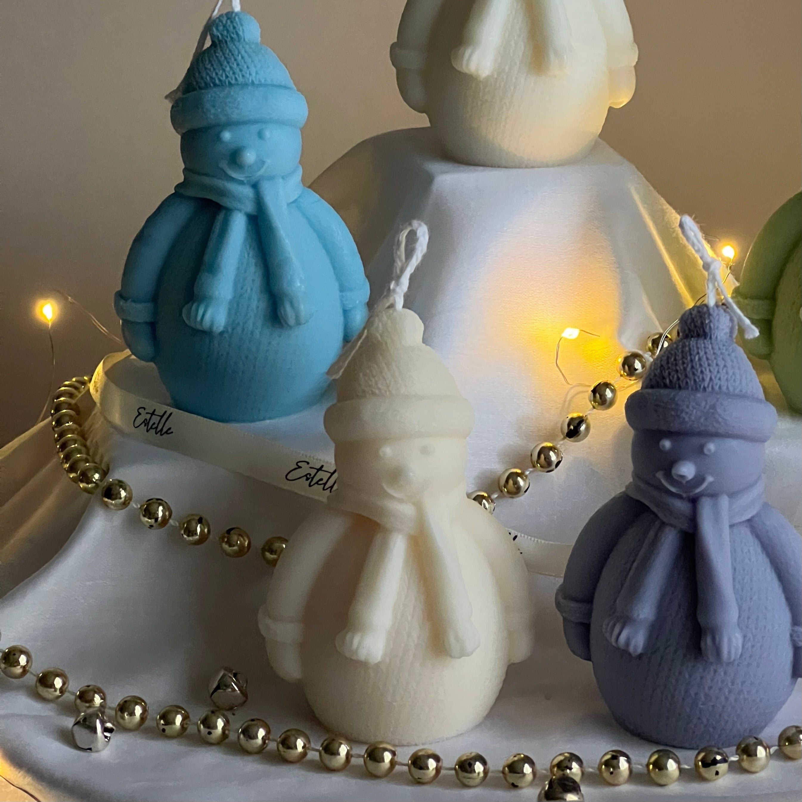 Handmade Snowman Soy Candle: Christmas Home Decor