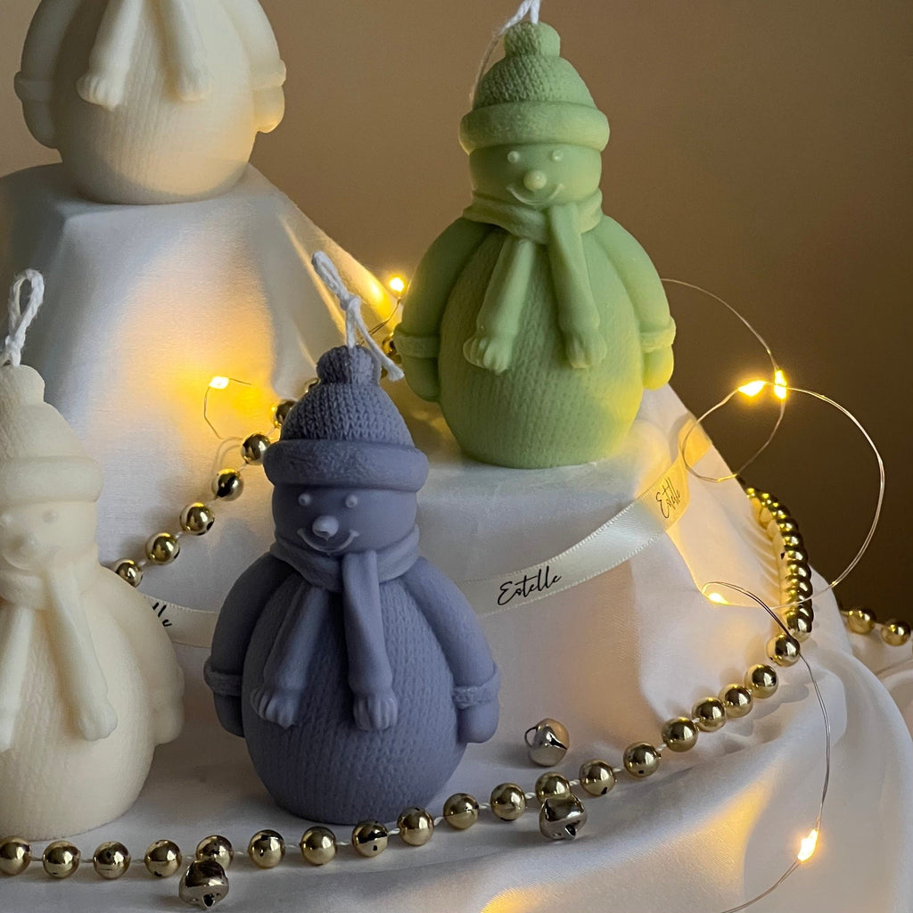 Handmade Snowman Soy Candle: Christmas Home Decor