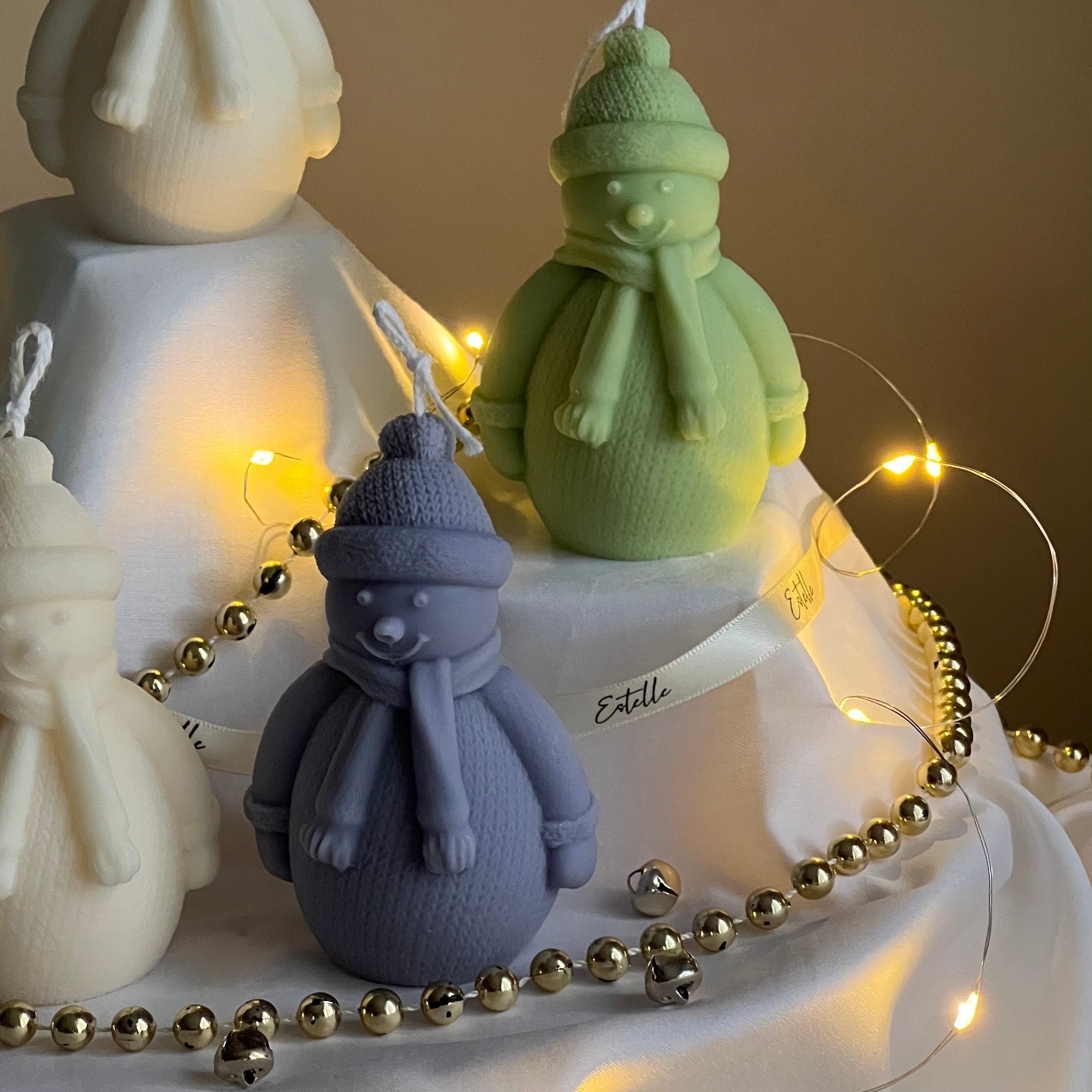 Handmade Snowman Soy Candle: Christmas Home Decor