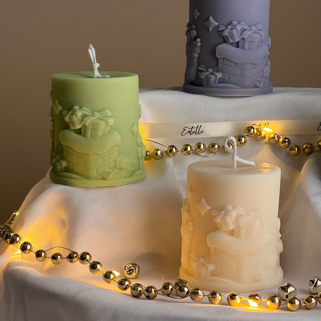 Handmade Christmas Pillar Candle: Festive Home Decor