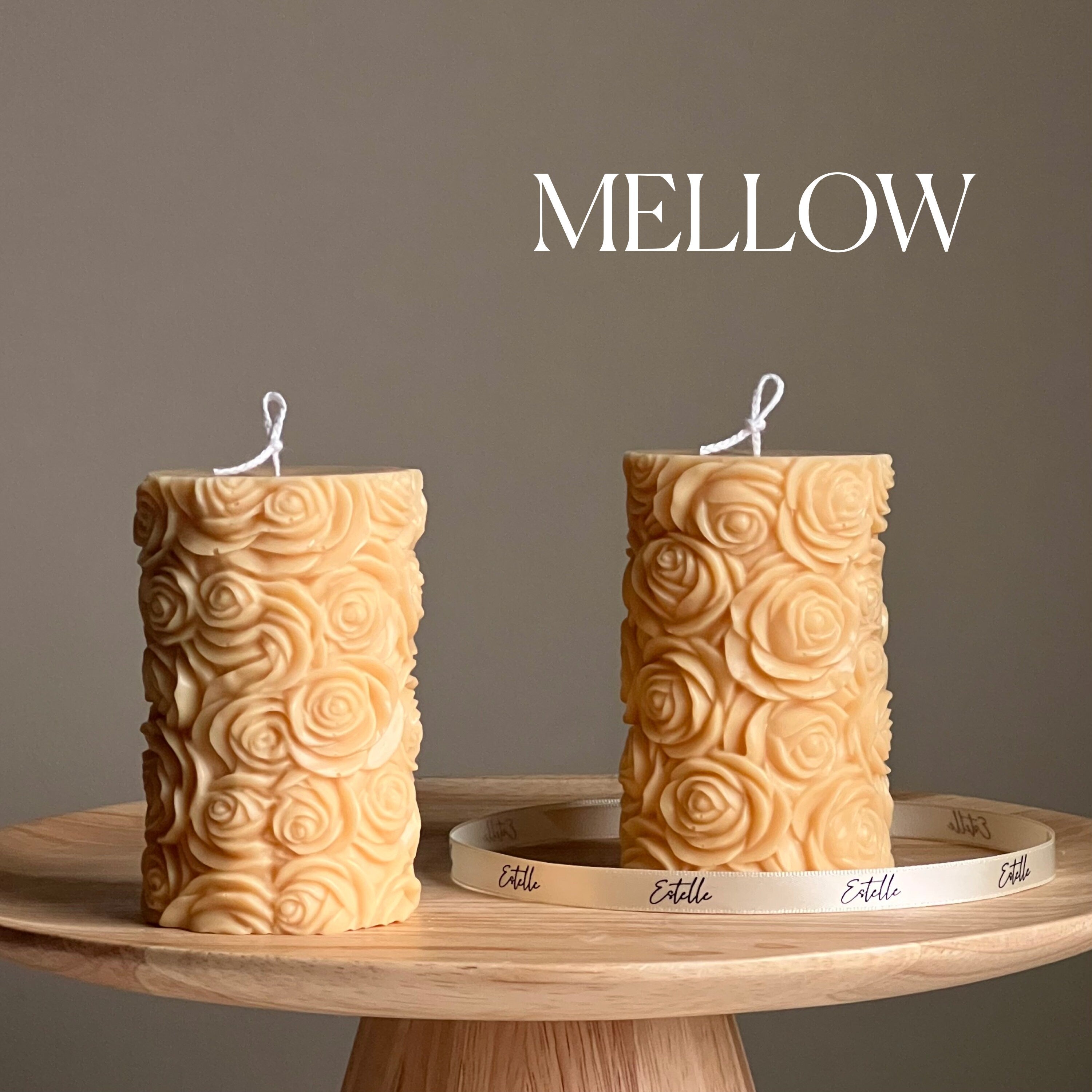 Handmade Rose Soy Wax Pillar Candle | Unscented Decorative Candle