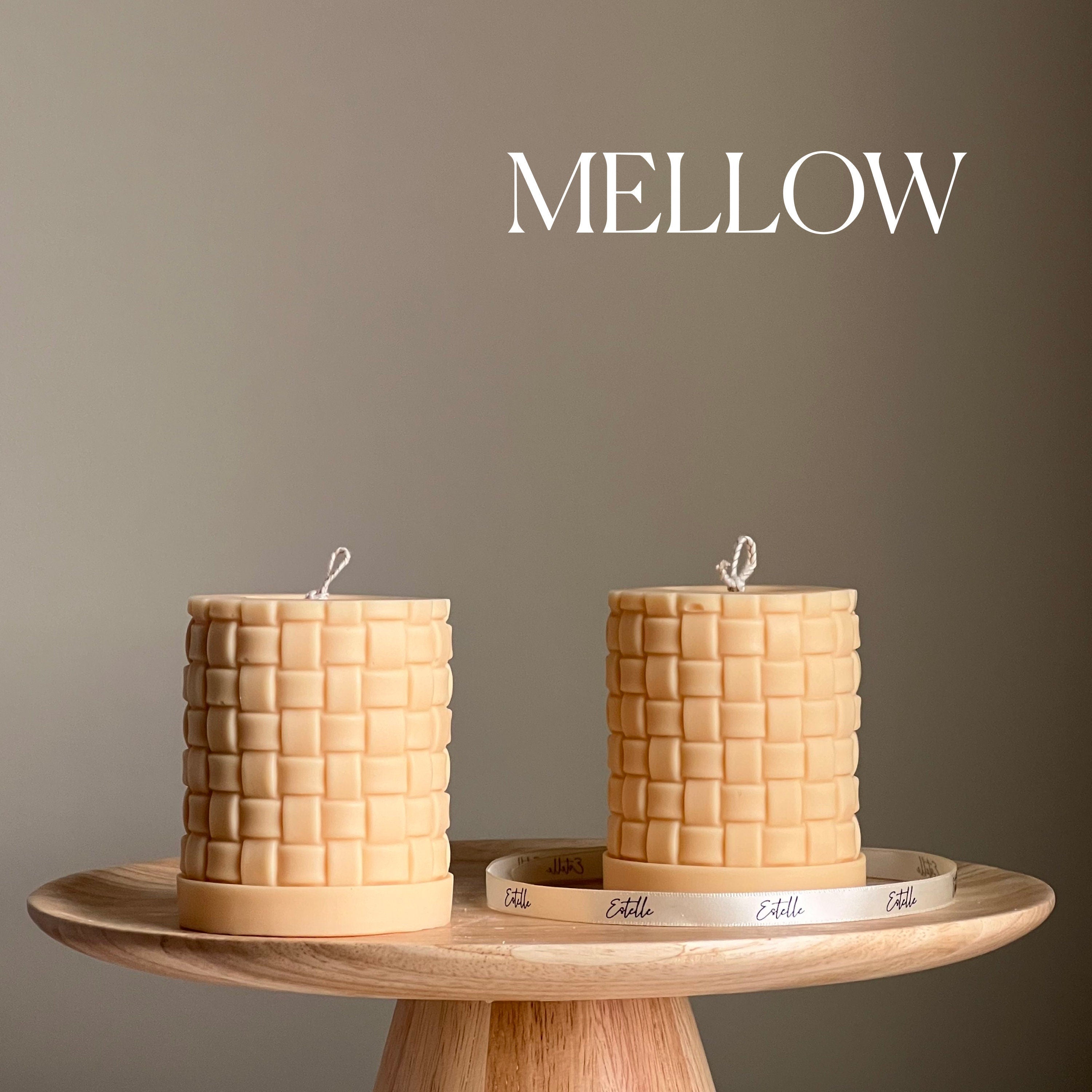 Large Knitted Soy Pillar Candle | Custom Color & Scent