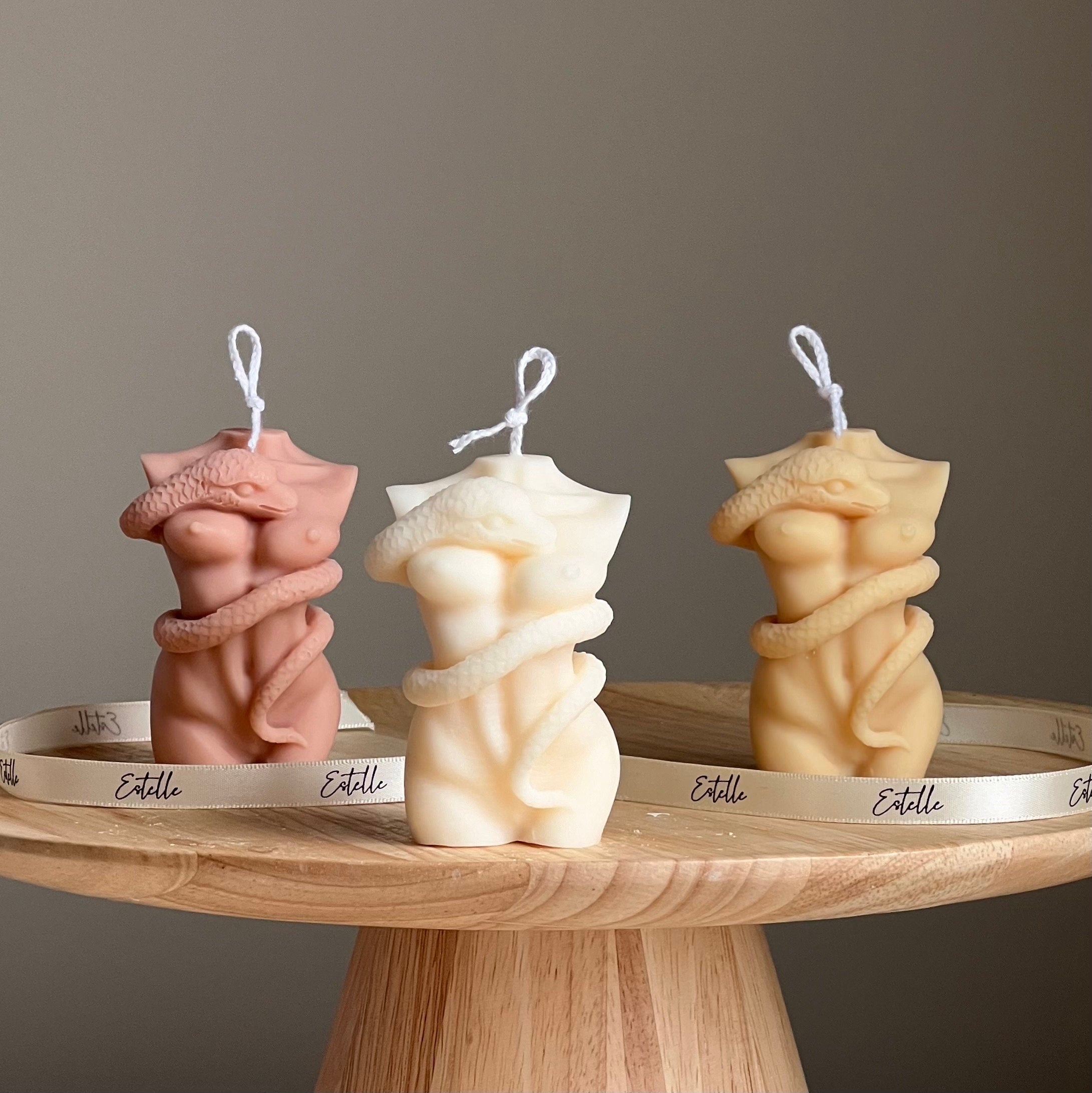 Handmade Soy Wax Female Body Candle with Snake