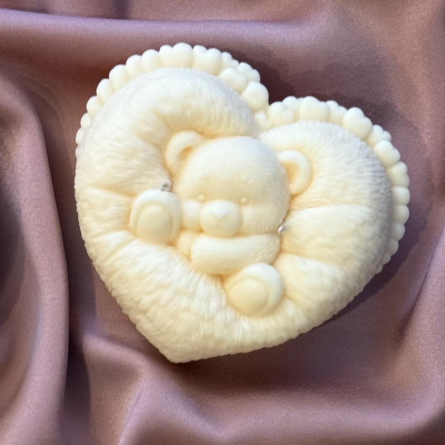 Teddy Bear Soy Candle | Heart-Shaped, Handmade Home Decor