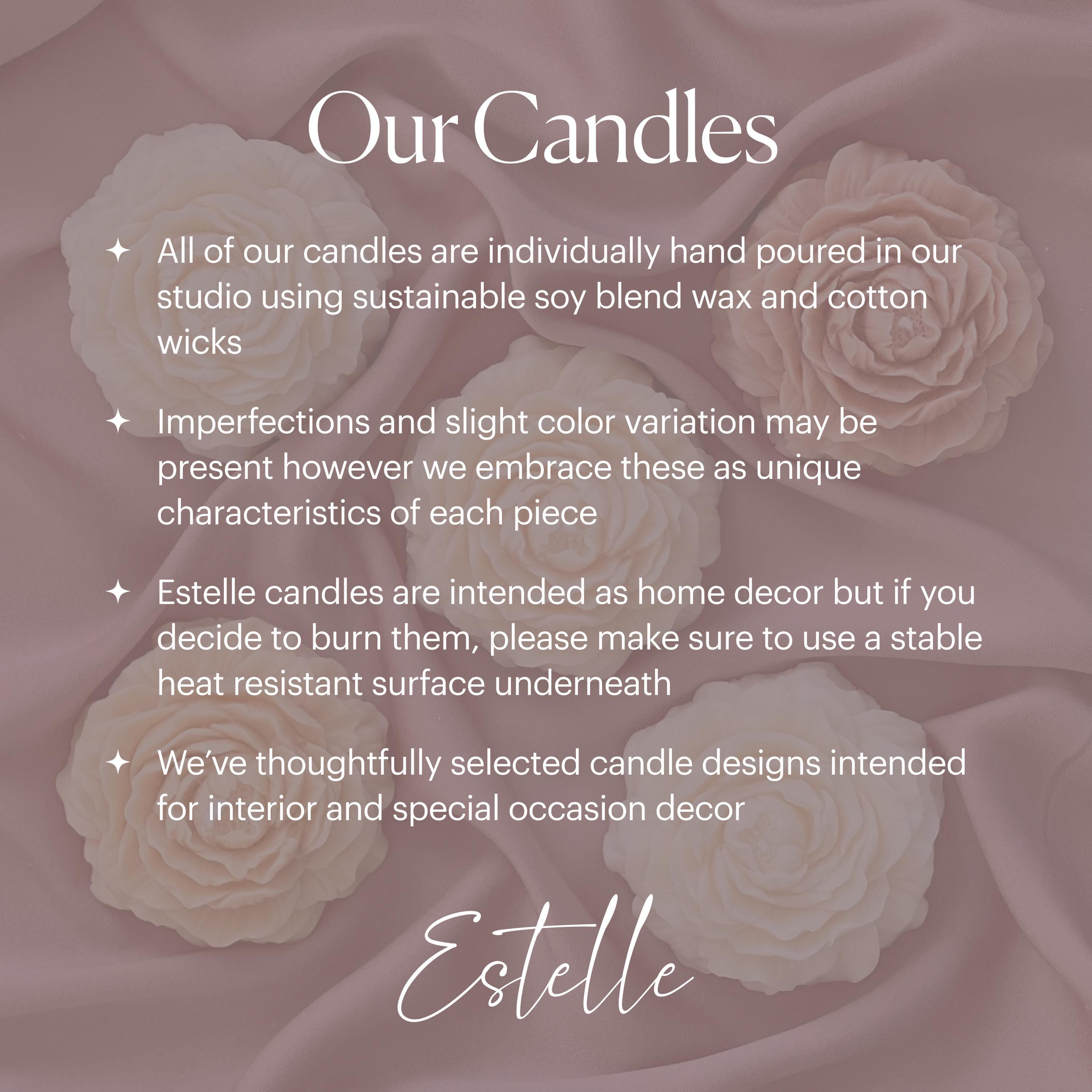 Handmade Rose Flower Candle: Vegan Soy Pillar Candle