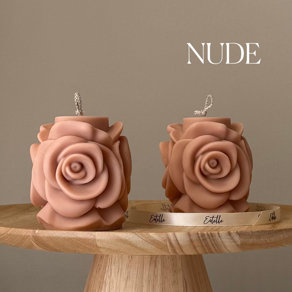 Handmade Rose Flower Candle: Vegan Soy Pillar Candle